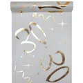 Produktbild: (1,79 €/m) Tischläufer Tischband 30. Geburtstag Vlies 30 cm x 5 m - weiß / gold