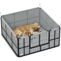 Produktbild: PawHut Wurfkiste für Welpen, Wurfbox Welpenlaufstall mit waschbarer Wurfunterlage, winddichtem Oxford-Gewebe, Tür, Hundelaufstall Welpenauslauf für mittelgroße große Hunde, 122 x 122 x 60 cm Schwarz