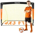Produktbild: Pop-Up Fußballtor –120x90 cm, 1 Tor, Schwarz Orange | Faltbares Tor aus Glasf...