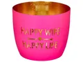 Produktbild: Gift Company Madras, Windlicht, M, Motiv: Happy wife, happy life, hot pink/gold