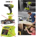 Produktbild: Ryobi 18 V ONE+ Akku-Bohrschrauber  R18DD3-0 R18DD3-215S mit Akku oder ohne Akku