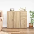 Produktbild: vidaXL Sideboard Sonoma-Eiche 91 x 29,5 x 75 cm Holzwerkstoff - Braun