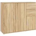 Produktbild: vidaXL Sideboard, Sonoma Eiche, Holz, Strukturbuche, 2 Fächer, 2 Schubladen, Rechteckig, 91x75x29.5 cm, Wohnzimmer, Kommoden & Sideboards, Sideboards