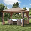 Produktbild: TOOLPORT 3x4 m Softtop Gartenpavillon, inkl. 4 Seitenteile, cappuccino - (300047)
