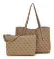 Produktbild: GUESS Brenton Tote Shopper Schultertasche Tasche Latte Logo hellbraun Neu