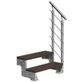 Produktbild: Dolle Außentreppe Gardentop 36-44cm Geschosshöhe mit Trimax dunkelbraun 80cm breit mit Prova-Geländer