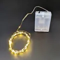 Produktbild: LED Silberdraht Batterielichterkette 40LEDs 195cm +10cm Zuleitung warmweiß Timer