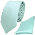 Produktbild: TigerTie - schmale Designer Krawatte Einstecktuch in mint blassmint grün einfarbig uni