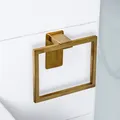 Produktbild: ELMOWO Edelstahl Handtuchring ohne Bohren selbstklebend eckig Bad Halter gold