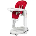 Produktbild: Peg Perego Tatamia Follow Me – Multifunktions-Hochstuhl für Neugeborene, Babyliege, Schaukelstuhl, 6 Räder, zusammenklappbar, für Kinder von 0 bis 3 Jahren (0-15 kg), Erdbeere