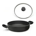 Produktbild: Hoffmann Germany Schmorpfanne Ø 32 cm mit Deckel, Bräter, Made in Germany, Aluguss (Set, 2-tlg., 1x Schmorpfanne Ø 32 cm + 1x Glasdeckel), Seitengriffe, Antihaft, 3,3 l, Ø 32 cm schwarz Ø 32 cm