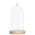 Produktbild: Belle Vous Glas Glocke Glaskuppel Groß mit Holzboden – 26,5cm Dekorative Glashaube Als Tischdeko, Deko Glas Kuppel Transparent Glasglocke, Glass Dome Cloche mit Boden für Lichter, Deko, Wohnaccessoire