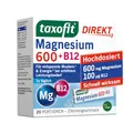 Produktbild: taxofit Magnesium 600 + B12 Direkt | 20 Portionen Direkt-Granulat | Magnesiumoxid hochdosiert 600mg, Vitamin B12 & B1 | unterstützt Energiestoffwechsel | vegan & laborgeprüft