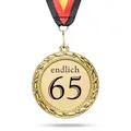 Produktbild: andSmile Medaille mit Gravur - Endlich 65 - Orden aus hochwertigem Metall - 65. Geburtstag Geschenk für Mann & Frau - lustige Geschenkidee, Geburstatgsgeschenk 65 Jahre