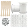 Produktbild: Xpieoyrm 122 m Kerzendocht Set, 2 Rollen Rauchfrei Kerzendochte für Kerzen mit 10 Stück Holzdochthalter, 100 Stück Aufkleber, 200 Metallbasis, Kerzen Selber Machen Set, für Duftkerzen und Öllampen