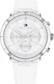 Produktbild: Tommy Hilfiger Multi Zifferblatt Quarz Uhr für Damen mit Weisses Lederarmband - 1782352