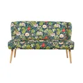 Produktbild: DUBI Möbel Sitzbank Sophia 140 cm mit Federkernpolsterung – Komfortable Esszimmerbank im Blumen-Design – Gepolsterte Küchenbank Dunkelblau Floral – 2-Sitzer Sofa mit Holzbeinen