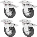 Produktbild: Schwerlastrollen mit Bremse, 4 Stück, 125 mm, bis 400 kg, HMF 6790, Schwarz