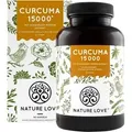Produktbild: Nature Love® Curcuma 15.000 | 90 Kapseln | 450 mg Curcumin pro Kapsel | hochdosiert aus 95% Extrakt | 9-Monatsvorrat | vegan