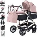 Produktbild: Daliya® NEOMOVE 3in1 Kinderwagen | mit i-Size Babyschale & Buggy | Alu-Rahmen Reisekinderwagen | Kombikinderwagen mit großen Einkaufskorb | für ... - Rosa/Gold