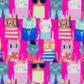 Produktbild: Geschenkpapier Katzen feiern Strandparty 70cm x 2m Rolle bunt / pink - Rosa