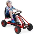 Produktbild: Goplus - Gokart mit verstellbarem Sitz, Tretauto mit Handbremse und geschlossener Kettenabdeckung, Vor- und Rückwaertsgang, Tretfahrzeug für Kinder