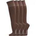 Produktbild: FussFreunde Kniestrümpfe 4 Paar weiche Bambus-Kniestrümpfe ohne Gummidruck, Anti-Loch-Garantie braun 39-42