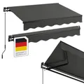 Produktbild: STEELSØN Kestria Markise für Balkon/Dachterrasse/Garten 200x150 cm – Gelenkarmmarkise Blickdicht & wetterfest – Außenrollo mit Kurbel aus Kunststoffgewebe – Sonnenmarkise mit Wandhalterung Anthrazit