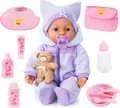 Produktbild: Babypuppe Bayer Piccolina Magic Eyes 46cm inkl. Trinkflasche, Anzug uvm.