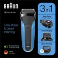 Produktbild: Braun Rasierer Series 3 310BT mit Barttrimmer Aufsatz für Nass- oder Trockenanwendung, blau