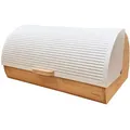 Produktbild: Briebe BB1162WHT Brotkasten für Brotaufbewahrung, Bambusholz, Schiebedeckel, Brotbox Aufbewahrung, Weiß