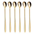 Produktbild: Latte Macchiato Löffel Set Gold 6-teilig 22 cm Lange Löffel Cocktaillöffel De...