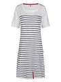Produktbild: Wind Damen Sommerkleid, Strandkleid, Jeryeskleid mit Rundhals, 100% Baumwolle, gestreift, Knielang, maritim weiß-Navy 38
