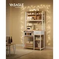 Produktbild: VASAGLE Küchenregal mit Steckdosen, Standregal, Mikrowellen-Regal, verstellbare Ablagen, Stoffschublade