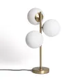 Produktbild: LEDKIA LIGHTING - Tischlampe Moonlight Brass | 3 Spots | Metall & Glas | E27 Fassung | Vielseitige Beleuchtung für Wohnzimmer, Küche, Schlafzimmer | 560x340x340 mm, Gold, Glas