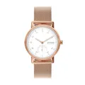 Produktbild: Skagen Kuppel Uhr für Damen, Quarzwerk mit Edelstahl- oder Lederarmband, Roségoldton und Weiß, 32MM