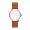 Produktbild: Skagen Kuppel Uhr für Damen, Quarzwerk mit Edelstahl- oder Lederarmband, Braun und Weiß, 32MM