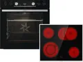 Produktbild: Gorenje Black Set 4 Einbauherd-Set mit Glaskeramik-Kochfeld mit Edelstahlrahmen, Heißluft - 77L XXL Volumen - ExtraSteam - GentleClose - EcoClean - AirFry - PizzaMode - PerfectGrill - Teleskopauszüge - Schwarz