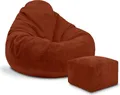 Produktbild: Dreamroots Bean Bag 90x90x100 cm Sitzsack mit Lehne und Hocker und Bezug Sitzkissen Boden Chill Sack Bubibag Sitzsack Sitzsack mit Füllung, Indian tan