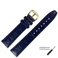 Produktbild: MARBURGER Uhrenarmband 18mm Leder Blau Gold Kroko (Caiman) Prägung Mit Naht - Montage Set 5291850000220