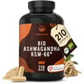 Produktbild: Bio Ashwagandha - KSM-66® Premiumrohstoff - 210 Kapseln - 600mg Tagesdosis - hochdosiert - original indische Schlafbeere - Vegan - Deutsche Produktion - TRUE NATURE