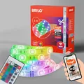 Produktbild: BRILONER - LED Strip 5m Smart Home, App- und Sprachsteuerung, buntes RGB Licht, LED Streifen, Leiste, Zimmer deko, Gaming, Band, Lichtleiste, Lichtband, 500x1x0,3 cm, Weiß