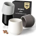 Produktbild: MIAMIO - Espressotassen 4er Set ohne Henkel (90 ml), Keramik Espresso Tassen dickwandig, Moderne Steingut Espressobecher & Mokkatassen - Luxe Collection (Classic Pastel)