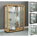 Produktbild: VCM Glasvitrine stehend Vitrine Glas mit ESG-Sicherheitsglas Maße ca. H. 80 x B. 60 x T. 25 cm Standvitrine Glas Modern und platzsparend Glas Vitrinenschrank – Sintalo Spiegel