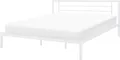 Produktbild: BELIANI Bett Weiß Metall mit Lattenrost 180 x 200 cm Hohes Kopfteil Ohne Fußteil Schlichtes Modernes Design Schlafzimmer Metallbett Doppelbett