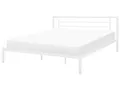 Produktbild: Beliani Metallbett weiß mit Lattenrost 180x200 cm hohes Kopfteil Doppelbett modern Cusset