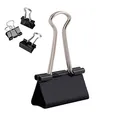 Produktbild: D.RECT Metal Foldbackklammern - Foldback Klammern Verpackung 12 Stück 32mm - Vielzweckklammern, Metall Binder Clips für: Notizen, Briefpapier - Büroklammern Gross, Schwarz
