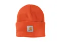 Produktbild: Carhartt Beanie Mütze Warnorange Carhartt-Etikett auf der Vorderseite