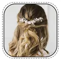 Produktbild: Edary Blumen Haarschmuck Hochzeit Silber Perlen Haar Rebe Stirnband Brautschmuck Haare für Frauen Mädchen