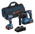 Produktbild: Bosch Professional Combo Kit 18V-Set: GSR 18V-45 & GBH 18V-22 mit 2x Akku 4 Ah & Schnellladegerät - in Tasche - 0615A50038